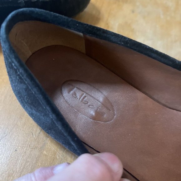Talbots Leather Suede Loafers Flats size 5.5 M Black Slip on With Now - Picture 6 of 12